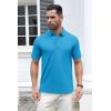 imageMAGCOMSEN Mens Polo Shirts Short Sleeve Cotton Pique 3 Button Classic Fit Casual TShirt Performance Golf ShirtsAzure