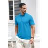 imageMAGCOMSEN Mens Polo Shirts Short Sleeve Cotton Pique 3 Button Classic Fit Casual TShirt Performance Golf ShirtsAzure