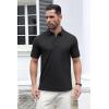 imageMAGCOMSEN Mens Polo Shirts Short Sleeve Cotton Pique 3 Button Classic Fit Casual TShirt Performance Golf ShirtsBlack