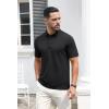 imageMAGCOMSEN Mens Polo Shirts Short Sleeve Cotton Pique 3 Button Classic Fit Casual TShirt Performance Golf ShirtsBlack