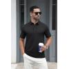 imageMAGCOMSEN Mens Polo Shirts Short Sleeve Cotton Pique 3 Button Classic Fit Casual TShirt Performance Golf ShirtsBlack
