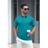 imageMAGCOMSEN Mens Polo Shirts Short Sleeve Cotton Pique 3 Button Classic Fit Casual TShirt Performance Golf ShirtsBlue Green