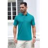 imageMAGCOMSEN Mens Polo Shirts Short Sleeve Cotton Pique 3 Button Classic Fit Casual TShirt Performance Golf ShirtsBlue Green