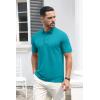 imageMAGCOMSEN Mens Polo Shirts Short Sleeve Cotton Pique 3 Button Classic Fit Casual TShirt Performance Golf ShirtsBlue Green