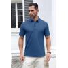 imageMAGCOMSEN Mens Polo Shirts Short Sleeve Cotton Pique 3 Button Classic Fit Casual TShirt Performance Golf ShirtsBlue Grey