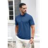 imageMAGCOMSEN Mens Polo Shirts Short Sleeve Cotton Pique 3 Button Classic Fit Casual TShirt Performance Golf ShirtsBlue Grey