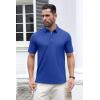 imageMAGCOMSEN Mens Polo Shirts Short Sleeve Cotton Pique 3 Button Classic Fit Casual TShirt Performance Golf ShirtsColor Blue
