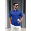 imageMAGCOMSEN Mens Polo Shirts Short Sleeve Cotton Pique 3 Button Classic Fit Casual TShirt Performance Golf ShirtsColor Blue