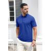 imageMAGCOMSEN Mens Polo Shirts Short Sleeve Cotton Pique 3 Button Classic Fit Casual TShirt Performance Golf ShirtsColor Blue
