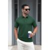 imageMAGCOMSEN Mens Polo Shirts Short Sleeve Cotton Pique 3 Button Classic Fit Casual TShirt Performance Golf ShirtsDark Green
