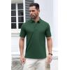 imageMAGCOMSEN Mens Polo Shirts Short Sleeve Cotton Pique 3 Button Classic Fit Casual TShirt Performance Golf ShirtsDark Green