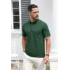imageMAGCOMSEN Mens Polo Shirts Short Sleeve Cotton Pique 3 Button Classic Fit Casual TShirt Performance Golf ShirtsDark Green