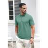 imageMAGCOMSEN Mens Polo Shirts Short Sleeve Cotton Pique 3 Button Classic Fit Casual TShirt Performance Golf ShirtsGrey Green