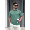 imageMAGCOMSEN Mens Polo Shirts Short Sleeve Cotton Pique 3 Button Classic Fit Casual TShirt Performance Golf ShirtsGrey Green