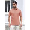 imageMAGCOMSEN Mens Polo Shirts Short Sleeve Cotton Pique 3 Button Classic Fit Casual TShirt Performance Golf ShirtsGrey Pink