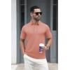 imageMAGCOMSEN Mens Polo Shirts Short Sleeve Cotton Pique 3 Button Classic Fit Casual TShirt Performance Golf ShirtsGrey Pink