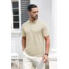 imageMAGCOMSEN Mens Polo Shirts Short Sleeve Cotton Pique 3 Button Classic Fit Casual TShirt Performance Golf ShirtsKhaki