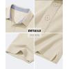 imageMAGCOMSEN Mens Polo Shirts Short Sleeve Cotton Pique 3 Button Classic Fit Casual TShirt Performance Golf ShirtsKhaki