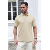 imageMAGCOMSEN Mens Polo Shirts Short Sleeve Cotton Pique 3 Button Classic Fit Casual TShirt Performance Golf ShirtsKhaki