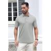 imageMAGCOMSEN Mens Polo Shirts Short Sleeve Cotton Pique 3 Button Classic Fit Casual TShirt Performance Golf ShirtsLight Grey