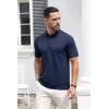 imageMAGCOMSEN Mens Polo Shirts Short Sleeve Cotton Pique 3 Button Classic Fit Casual TShirt Performance Golf ShirtsNavy