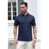 imageMAGCOMSEN Mens Polo Shirts Short Sleeve Cotton Pique 3 Button Classic Fit Casual TShirt Performance Golf ShirtsNavy