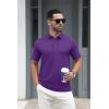 imageMAGCOMSEN Mens Polo Shirts Short Sleeve Cotton Pique 3 Button Classic Fit Casual TShirt Performance Golf ShirtsPurple