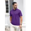 imageMAGCOMSEN Mens Polo Shirts Short Sleeve Cotton Pique 3 Button Classic Fit Casual TShirt Performance Golf ShirtsPurple