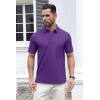 imageMAGCOMSEN Mens Polo Shirts Short Sleeve Cotton Pique 3 Button Classic Fit Casual TShirt Performance Golf ShirtsPurple