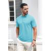 imageMAGCOMSEN Mens Polo Shirts Short Sleeve Cotton Pique 3 Button Classic Fit Casual TShirt Performance Golf ShirtsSky Blue