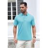 imageMAGCOMSEN Mens Polo Shirts Short Sleeve Cotton Pique 3 Button Classic Fit Casual TShirt Performance Golf ShirtsSky Blue