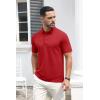 imageMAGCOMSEN Mens Polo Shirts Short Sleeve Cotton Pique 3 Button Classic Fit Casual TShirt Performance Golf ShirtsTomato Red