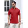 imageMAGCOMSEN Mens Polo Shirts Short Sleeve Cotton Pique 3 Button Classic Fit Casual TShirt Performance Golf ShirtsTomato Red