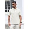 imageMAGCOMSEN Mens Polo Shirts Short Sleeve Cotton Pique 3 Button Classic Fit Casual TShirt Performance Golf ShirtsWhite