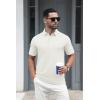 imageMAGCOMSEN Mens Polo Shirts Short Sleeve Cotton Pique 3 Button Classic Fit Casual TShirt Performance Golf ShirtsWhite