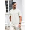 imageMAGCOMSEN Mens Polo Shirts Short Sleeve Cotton Pique 3 Button Classic Fit Casual TShirt Performance Golf ShirtsWhite
