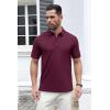 imageMAGCOMSEN Mens Polo Shirts Short Sleeve Cotton Pique 3 Button Classic Fit Casual TShirt Performance Golf ShirtsWine Red