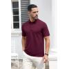 imageMAGCOMSEN Mens Polo Shirts Short Sleeve Cotton Pique 3 Button Classic Fit Casual TShirt Performance Golf ShirtsWine Red
