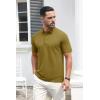 imageMAGCOMSEN Mens Polo Shirts Short Sleeve Cotton Pique 3 Button Classic Fit Casual TShirt Performance Golf ShirtsWolf Brown