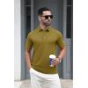 imageMAGCOMSEN Mens Polo Shirts Short Sleeve Cotton Pique 3 Button Classic Fit Casual TShirt Performance Golf ShirtsWolf Brown