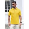 imageMAGCOMSEN Mens Polo Shirts Short Sleeve Cotton Pique 3 Button Classic Fit Casual TShirt Performance Golf ShirtsYellow
