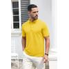 imageMAGCOMSEN Mens Polo Shirts Short Sleeve Cotton Pique 3 Button Classic Fit Casual TShirt Performance Golf ShirtsYellow