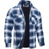 imageMAGCOMSEN Mens Flannel Shirt Jacket with Quilted Lined Long Sleeve Plaid Coat Button Down Thick Outwear WinterBlue