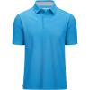 imageMAGCOMSEN Mens Polo Shirts Short Sleeve Cotton Pique 3 Button Classic Fit Casual TShirt Performance Golf ShirtsAzure