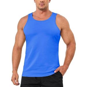 imageMAGCOMSEN Mens Tank Top Cotton Sleeveless Shirt Lightweight Muscle Tank Tee ShirtAzure
