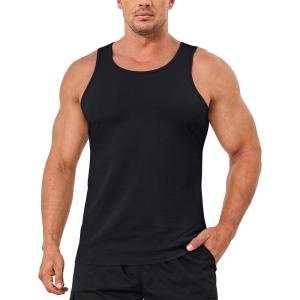 imageMAGCOMSEN Mens Tank Top Cotton Sleeveless Shirt Lightweight Muscle Tank Tee ShirtBlack