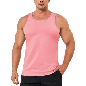 imageMAGCOMSEN Mens Tank Top Cotton Sleeveless Shirt Lightweight Muscle Tank Tee ShirtGrey Pink