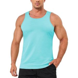 imageMAGCOMSEN Mens Tank Top Cotton Sleeveless Shirt Lightweight Muscle Tank Tee ShirtLake Blue
