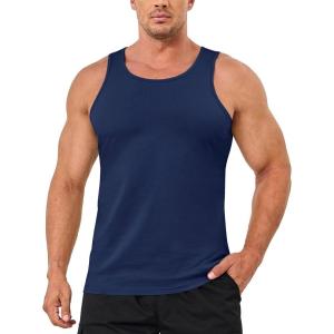 imageMAGCOMSEN Mens Tank Top Cotton Sleeveless Shirt Lightweight Muscle Tank Tee ShirtNavy