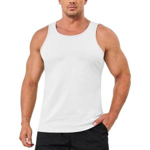 imageMAGCOMSEN Mens Tank Top Cotton Sleeveless Shirt Lightweight Muscle Tank Tee ShirtWhite